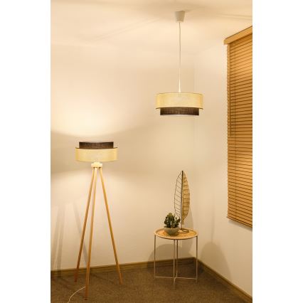 Brilagi - LED lustra uz troses BOHO STILS 1xE27/15W/230V Ø 40 cm krēmkrāsa/brūna