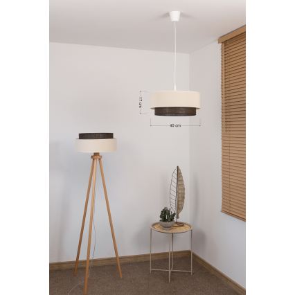 Brilagi - LED lustra uz troses BOHO STILS 1xE27/15W/230V Ø 40 cm krēmkrāsa/brūna
