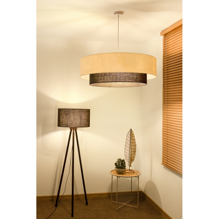 Brilagi - LED lustra uz troses BOHO STYLE 3xE27/15W/230V Ø 80 cm krēmkrāsa/brūna
