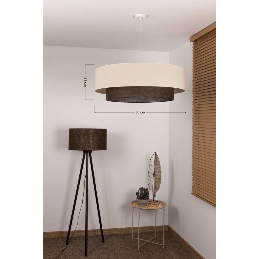 Brilagi - LED lustra uz troses BOHO STYLE 3xE27/15W/230V Ø 80 cm krēmkrāsa/brūna