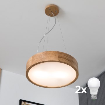 Brilagi - LED lustra uz troses CARVALHO 2xE27/60W/230V, ozolkoka, diam. 37 cm