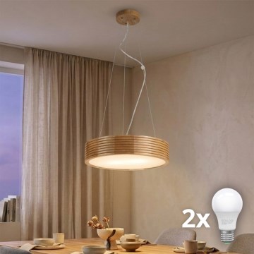 Brilagi - LED lustra uz troses CARVALHO MODERN 2xE27/60W/230V, ozols, diam. 37,5 cm