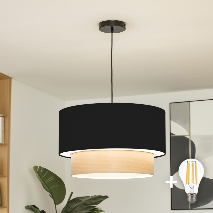 Brilagi - LED lustra uz troses CERIA 1xE27/40W/230V Ø 50 cm melna/bēša