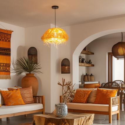 Brilagi - LED lustra uz troses CERIA BOHO 1xE27/40W/230V Ø 40 cm rafija