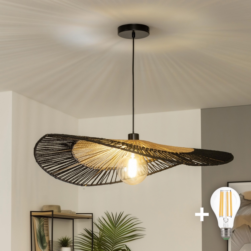 Brilagi - LED lustra uz troses CERIA BOHO 1xE27/40W/230V Ø 80 cm melna/brūna