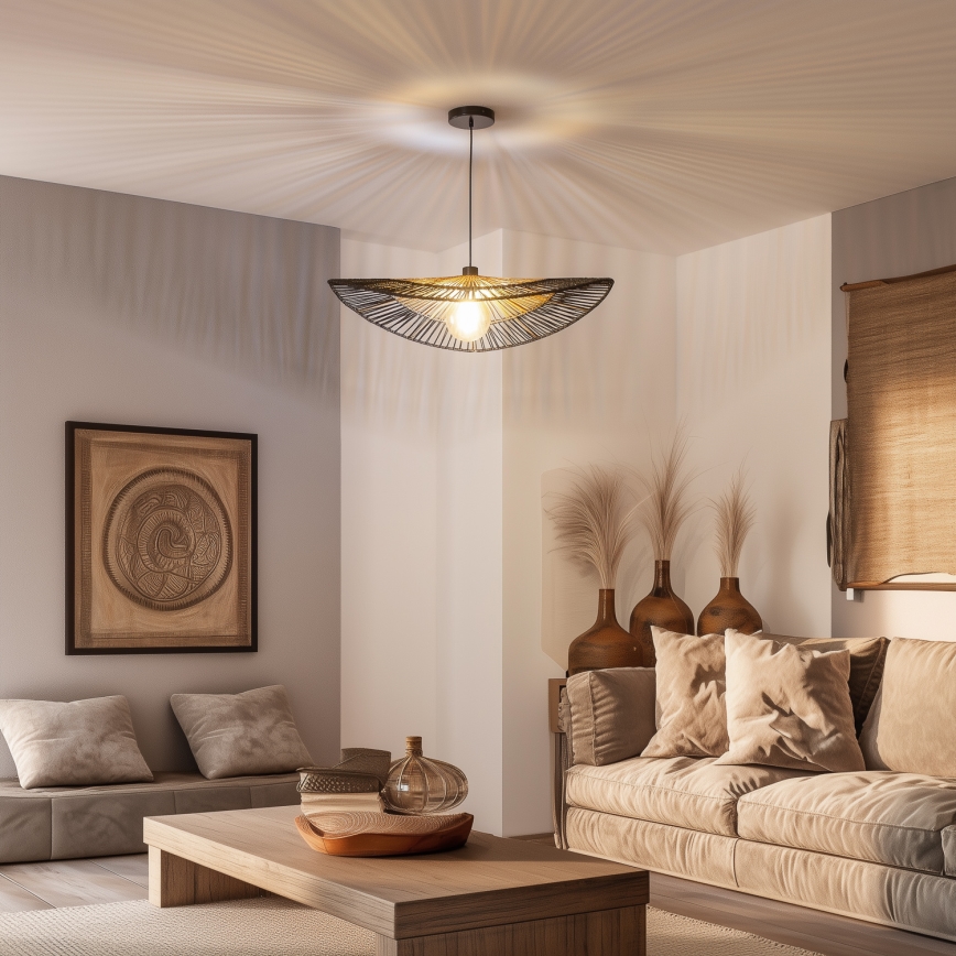 Brilagi - LED lustra uz troses CERIA BOHO 1xE27/40W/230V Ø 80 cm melna/brūna