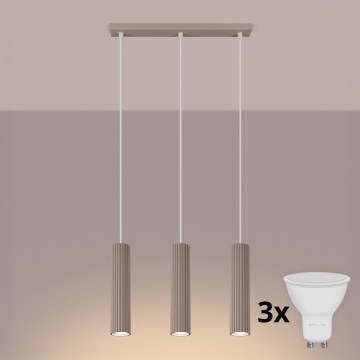Brilagi - LED lustra uz troses CRESTO 3xGU10/10W/230V taupe