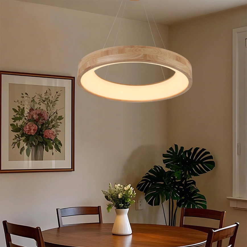 Brilagi - FALCON WOOD koka LED lustra uz troses LED/40W/230V 3000/4000/6000K Ø 60 cm