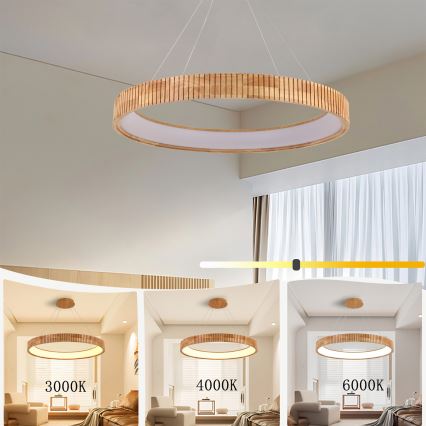 Brilagi - LED lustra uz troses FALCON WOOD MODERN LED/60W/230V 3000/4000/6000K Ø 80 cm koka