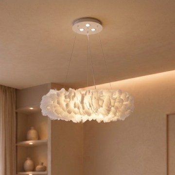 BRILAGI - LED lustra uz troses FEATHER, 3xE27/40W/230V + 3xLED/3W, Ø 50 cm, balta