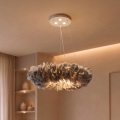 BRILAGI - LED lustra uz troses FEATHER 3xE27/40W/230V + 3xLED/3W Ø 50 cm pelēka