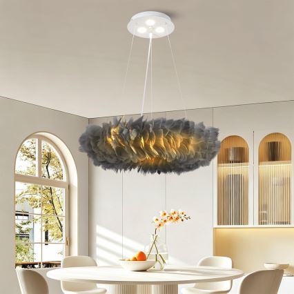 BRILAGI - LED lustra uz troses FEATHER 3xE27/40W/230V + 3xLED/3W Ø 50 cm pelēka