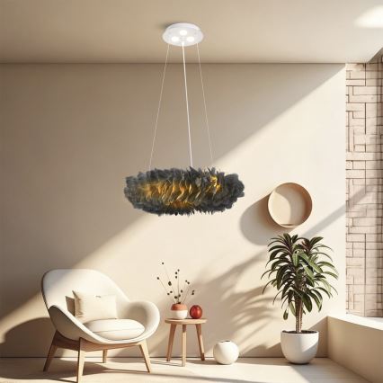 BRILAGI - LED lustra uz troses FEATHER 3xE27/40W/230V + 3xLED/3W Ø 50 cm pelēka