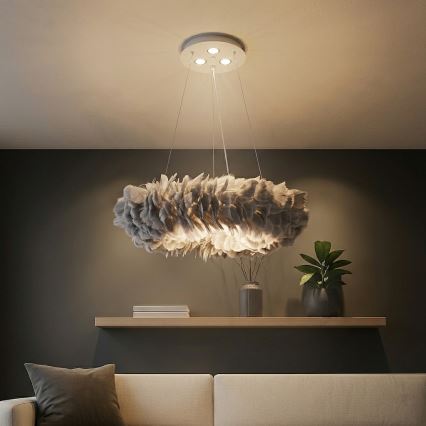 BRILAGI - LED lustra uz troses FEATHER 3xE27/40W/230V + 3xLED/3W Ø 50 cm pelēka