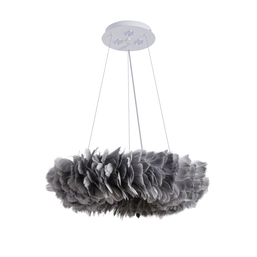 BRILAGI - LED lustra uz troses FEATHER 3xE27/40W/230V + 3xLED/3W Ø 50 cm pelēka