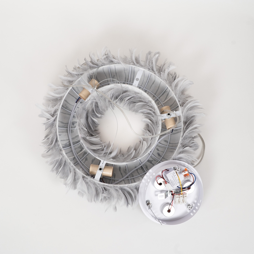 BRILAGI - LED lustra uz troses FEATHER 3xE27/40W/230V + 3xLED/3W Ø 50 cm pelēka
