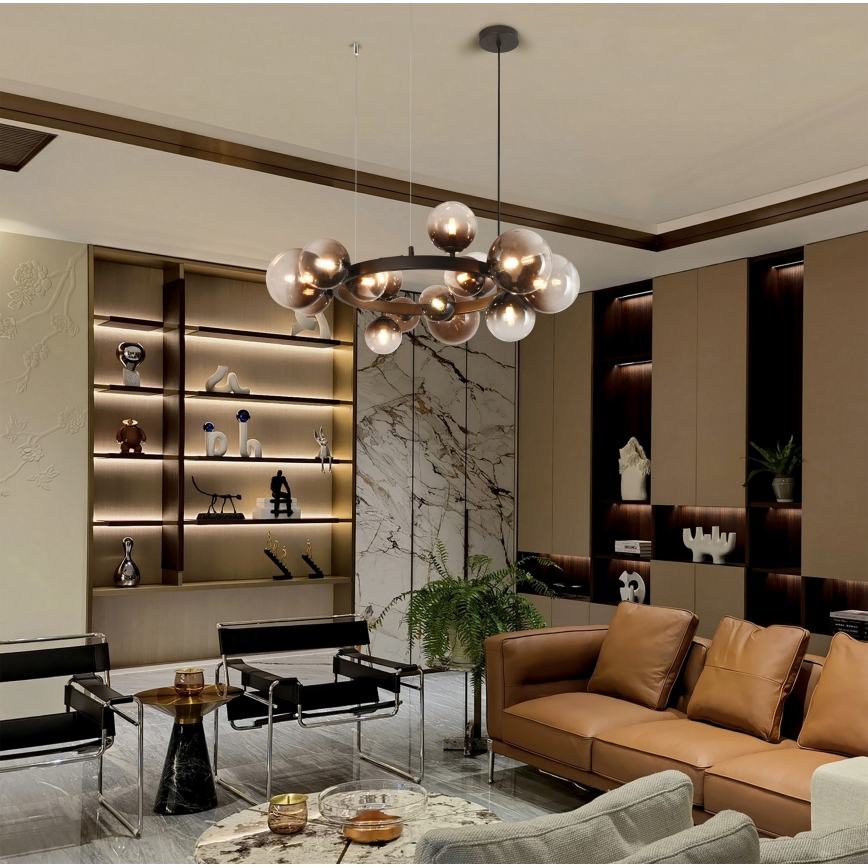 Brilagi - LED lustra uz troses MILLA 15xG9/3W/230V brūna/dūmakaina brūna