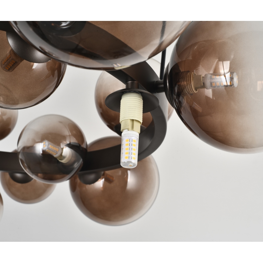 Brilagi - LED lustra uz troses MILLA 15xG9/3W/230V brūna/dūmakaina brūna