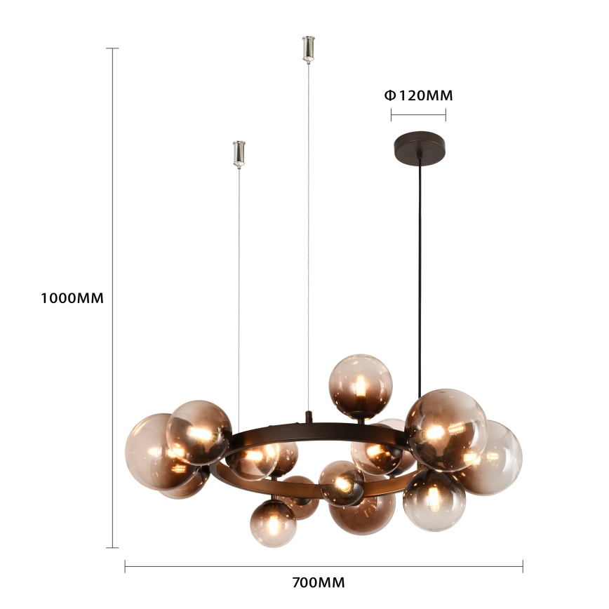 Brilagi - LED lustra uz troses MILLA 15xG9/3W/230V brūna/dūmakaina brūna