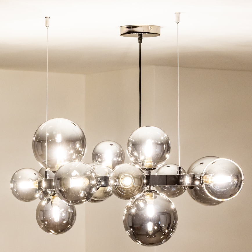 Brilagi - LED lustra uz troses MILLA 15xG9/3W/230V melns hroms/dūmaina