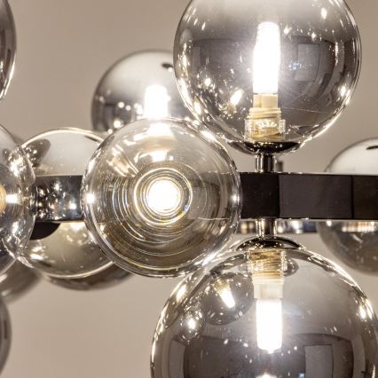 Brilagi - LED lustra uz troses MILLA 15xG9/3W/230V melns hroms/dūmaina