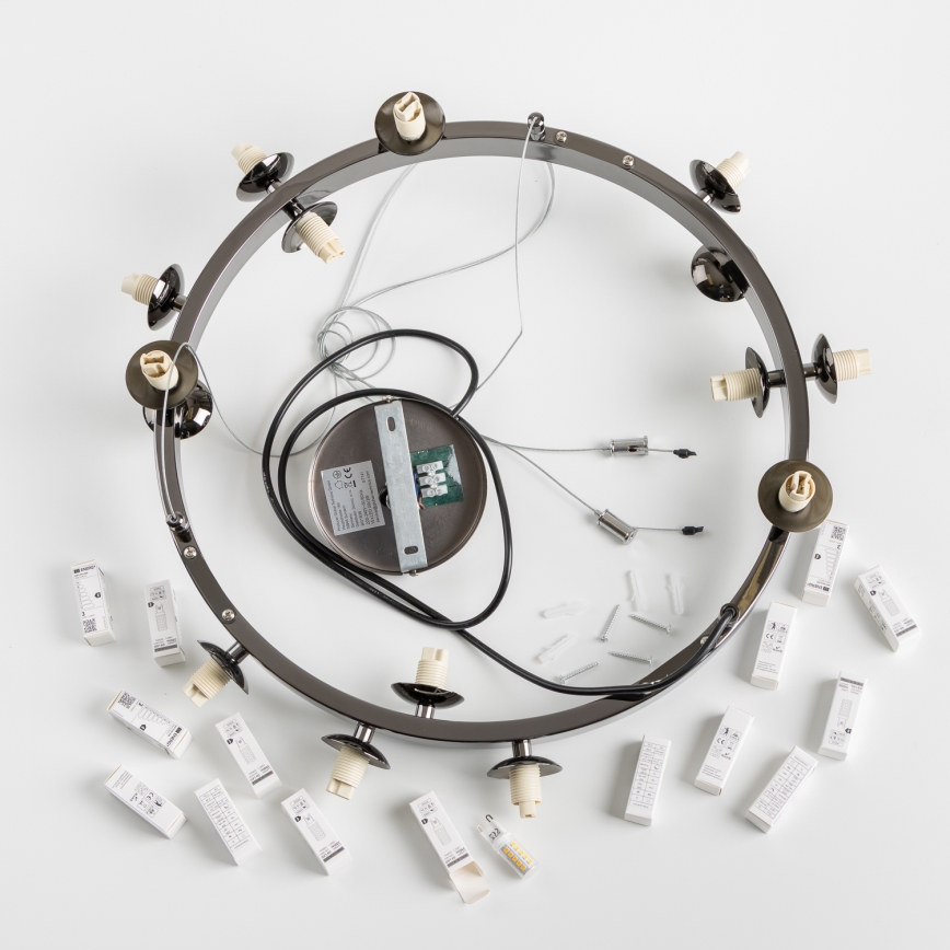 Brilagi - LED lustra uz troses MILLA 15xG9/3W/230V melns hroms/dūmaina