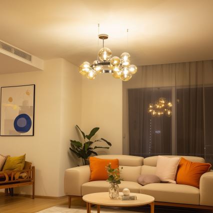 Brilagi - LED lustra uz troses MILLA 15xG9/3W/230V melns hroms/zelts