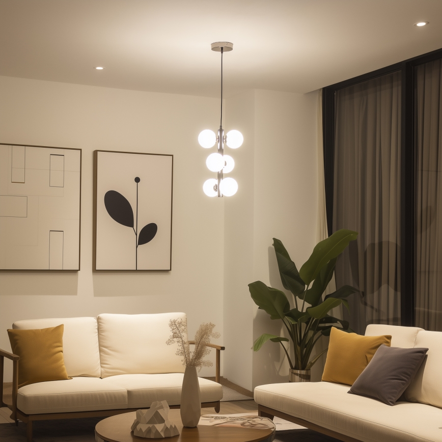 Brilagi - LED lustra uz troses MILLA 6xG9/3W/230V melns hroms/balts