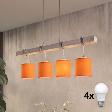 BRILAGI - LED lustra uz troses NUBILA 4xE27/60W/230V pelēka/oranžā