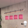 BRILAGI - LED lustra uz troses NUBILA 4xE27/60W/230V pelēka/rozā