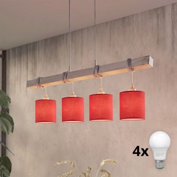 BRILAGI - LED lustra uz troses NUBILA 4xE27/60W/230V pelēka/sarkana