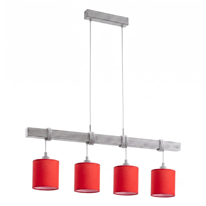 BRILAGI - LED lustra uz troses NUBILA 4xE27/60W/230V pelēka/sarkana