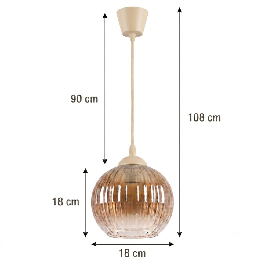 BRILAGI - LED lustrs uz kabeļa RETRO GLASS 1xE27/60W/230V pr. 18 cm bēšs/dūmakains brūns