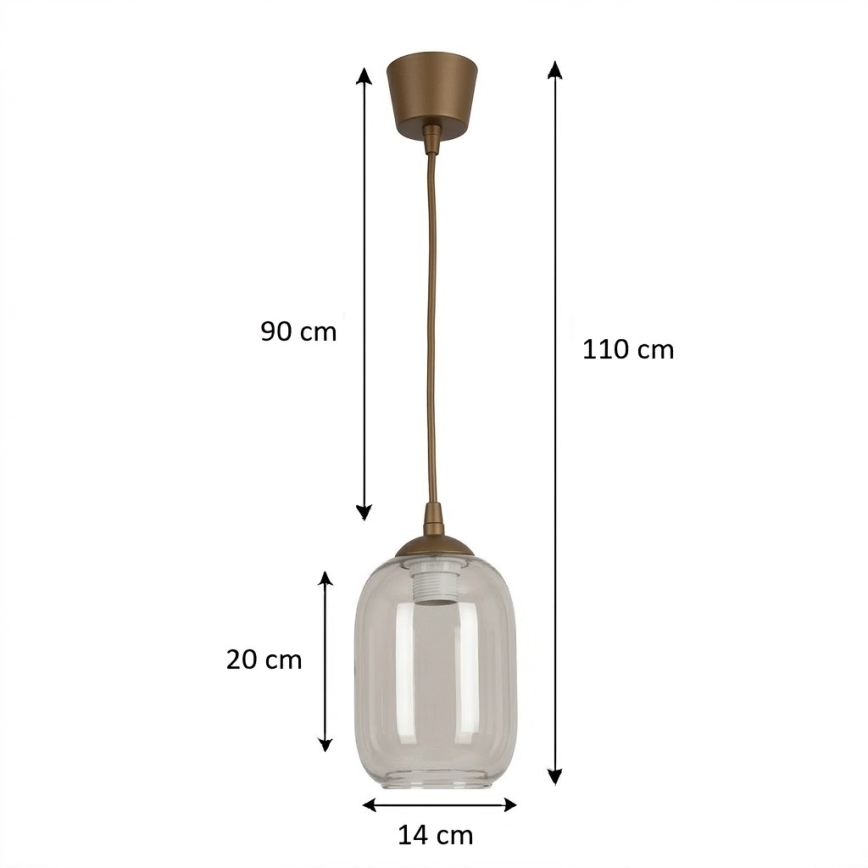 BRILAGI - LED pakaramā lampa uz vada RETRO GLASS 1xE27/60W/230V Ø14 cm brūna/dūmakaini pelēka