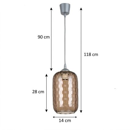 BRILAGI - LED lustra uz vada RETRO GLASS 1xE27/60W/230V pr. 14 cm sudraba/dūmakaina brūna