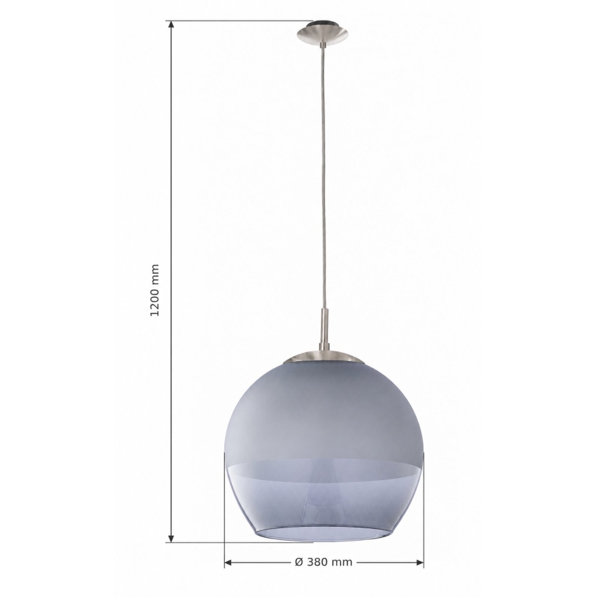 BRILAGI - LED lustra uz kabeļa RETRO GLASS 1xE27/60W/230V Ø 38 cm matēts hroms/dūmakaini pelēks