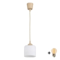 BRILAGI - LED lustra uz troses RETRO GLASS 1xE27/60W/230V Ø 10 cm bēša/balta