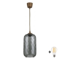 BRILAGI - LED lustra uz troses RETRO GLASS 1xE27/60W/230V Ø 14 cm brūna/dūmakaini pelēka