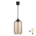 BRILAGI - LED lustra uz troses RETRO GLASS 1xE27/60W/230V Ø 14 cm melna/dūmakaina brūna