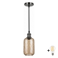 BRILAGI - LED lustra uz troses RETRO GLASS 1xE27/60W/230V Ø 14 cm melna/dūmakaina brūna