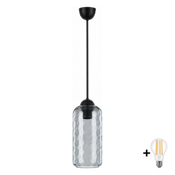 BRILAGI - LED lustra uz troses RETRO GLASS 1xE27/60W/230V Ø 14 cm melna/dūmakaini pelēka