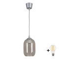 BRILAGI - LED lustra uz troses RETRO GLASS 1xE27/60W/230V Ø 14 cm sudraba/dūmakaini pelēka