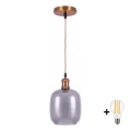 BRILAGI - LED lustra uz troses RETRO GLASS 1xE27/60W/230V Ø 14 cm zelta/dūmakaini pelēka