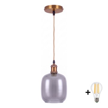 BRILAGI - LED lustra uz troses RETRO GLASS 1xE27/60W/230V Ø 14 cm zelta/dūmakaini pelēka