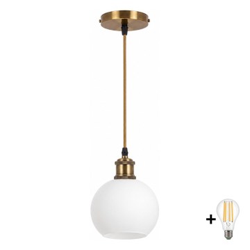 BRILAGI - LED lustra uz troses RETRO GLASS 1xE27/60W/230V Ø 15 cm zelta/balta
