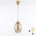 BRILAGI - LED lustra uz troses RETRO GLASS 1xE27/60W/230V Ø 17 cm bēša/dūmota bēša