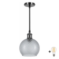 BRILAGI - LED lustra uz troses RETRO GLASS 1xE27/60W/230V Ø 18 cm melna/dūmaini pelēka