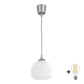 BRILAGI - LED lustra uz troses RETRO GLASS 1xE27/60W/230V Ø 20 cm sudraba/balta