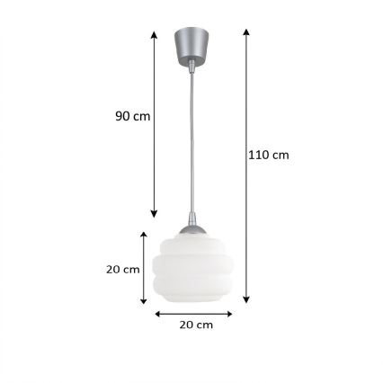 BRILAGI - LED lustra uz troses RETRO GLASS 1xE27/60W/230V Ø 20 cm sudraba/balta