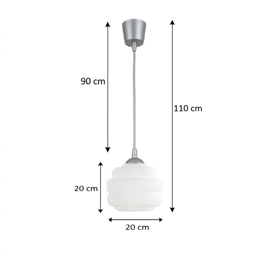 BRILAGI - LED lustra uz troses RETRO GLASS 1xE27/60W/230V Ø 20 cm sudraba/balta